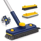 JEHONNお風呂掃除ブラシデッキブラシ長さ調節可能113cm - 146cm, 3 in 1ゴムポンバスブラシ浴室、テラスの清掃に使用