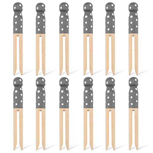 DimBull Natural Hand Painted Dolly Clothes Pegs (Box of 12). 100% Natural, Biodegradable & Sustainable, Green - Image 2
