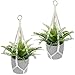 JJUNW 2 Stück Makramee Blumenampel Pflanzenhänger, Blumentopfhalter Baumwollseil mit Eisenring, 50cm Hängeampel für Hängepflanztopf Boho Deko für Innen Außen Garten Balkon Fenster Wanddekoration
