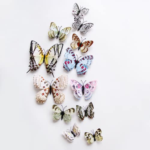 Image of JAAMSO ROYALS Multicolor 3D Magnet Butterfly Wall Stickers for Decoration, Wall Decor Items (Set of 12)-Self-Adhesive