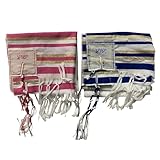 Bethlehem Gifts TM Set of 2 (Blue/Pink) Messianic Seal Prayer shawls - Talit/Talis (72 x 22 inches) - Tallit …