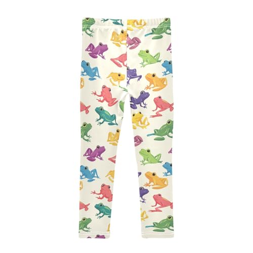 Wusikd Colorful Frogs Girls' Leggings Toddler Doodles Kids Yoga Pants Dance Active Tights 4T2