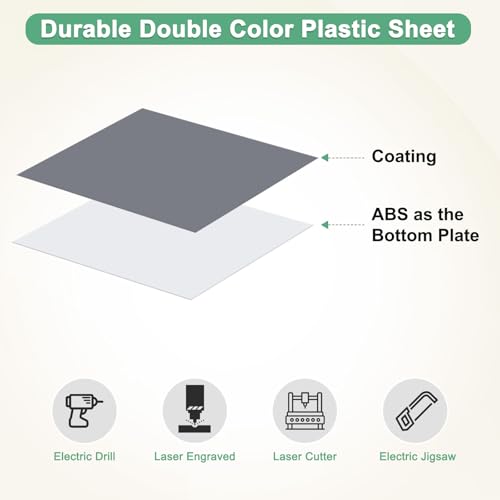 Image of M METERXITY 6-Pack Engraving Blank Materials Double Color 7x11 Inch, 1.3mm Thick ABS Plastic Sheet Yard Signs Name Plate for Door /Office /Home /Conference /Hotel /DIY Carving[Smoke Grey /White]