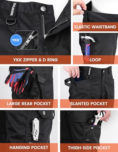 DURAWERK Men's Work Pants, Carpenter Pants with Reinforced Knee Pad Pockets, Heavy Duty Durable Safety Trousers, Utility Cargo Pants, Ripstop Tactical Pants for Outdoor Construction (Black, 34WX30L) - Image 4