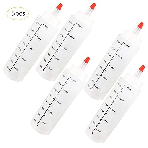 succeedw 5 Piezas Botella de Apretar con Escala Botella Biberón Salsas Dispensador de Condimentos Botella Biberón para Cocina Aceitera 250ml