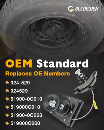 Image of Spare Tire Carrier, Compatible with 2000-2006 Toyota Tundra, Spare Tire Mount under Frame, Spare Tire Hoist, 5th Wheel Towing Winch with Offset Cable, Replaces# 519000C010, 519000C060, 924-529