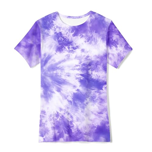 Image of SunFoucs Girls Kids Shirts Size 5-12 Tie Dye Casual Tshirt Short Sleeve Crewneck Tee Top | Short Sleeve Rainbow Tee Top