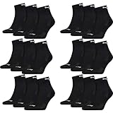 PUMA 18 Paar Quarter Socken mit Frottee-Sohle Gr. 35-46 Unisex Cushioned Kurzsocken, Farbe:Black, Socken & Strümpfe:43-46