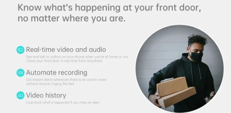 Miniatura 4 de VicoHome DB1 2K WiFi Video Doorbell & Timbre Bundle  3 días de almacenamiento en la nube, cámara de timbre HD 2K con audio de 2 vías, detección de