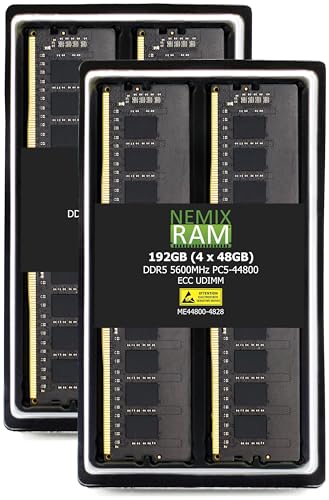 NEMIX RAM 192GB (4X48GB) DDR5 5600MHZ PC5-44800 2Rx8 1.1V CL46 288-PIN ECC Unbuffered UDIMM KIT Compatible with ASUS ROG-STRIX-B650-A Gaming WiFi Motherboard