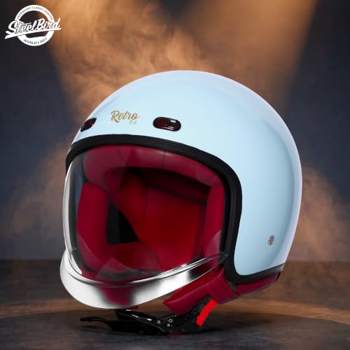 Image of Steelbird SBH-67 Retro 5.0 DOT and ISI Certified Open Face Helmet for Men and Women
