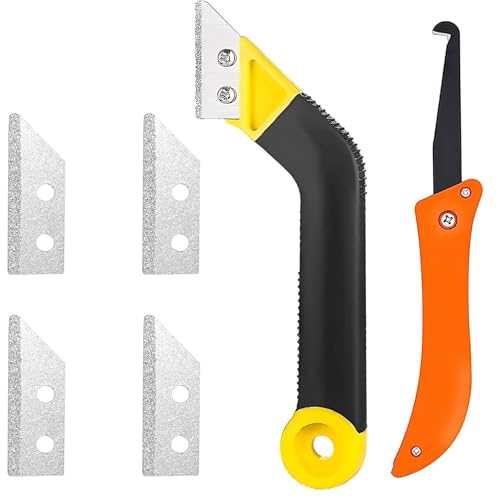 Rascador de Lechada para Azulejos con 4 Cuchillas de Repuesto, removedor de juntas y rejuntado para Limpiar, para Suelos, Paredes, Baño y Cocina, Herramienta de Limpieza
