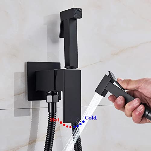 Grifería de bidet empotrada de latón resistente con acabado gris de alta gama 2