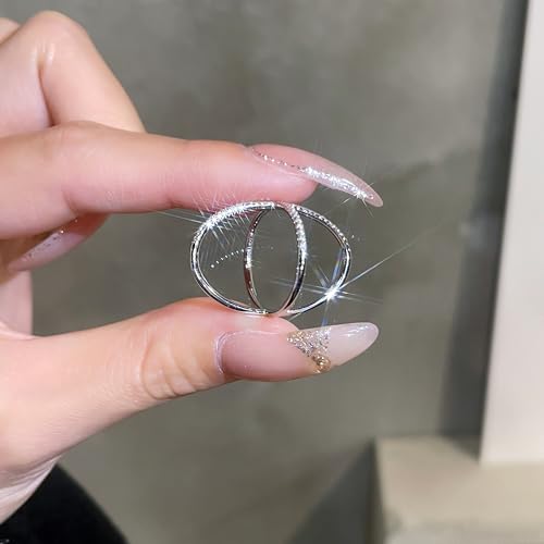 925 Sterling Silver Criss Cross Wedding Ring for Women, D Colour VVS1 Moissanite Eternal Promise Band, Size 5-93