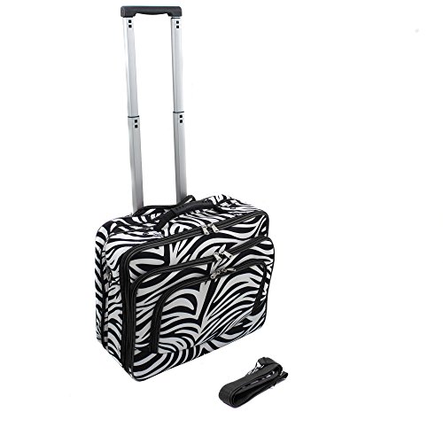 World Traveler Vogue Fashion Ladies Rolling Laptop Computer Briefcase – Black Trim Zebra