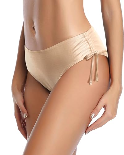 Tempt Me Parte de baixo de biquíni feminina laço lateral ajustável maiô cobertura total calcinha de