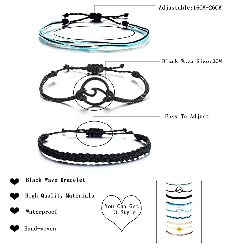 HUASAI 3 Set Wave Surfer Vsco Bracelet Mountain Sunflower Leaf Braided Rope Bracelet Set Adjustable Friendship Bohemian Handmade Bracelet Waterproof for Women Men (set 5) - Image 6