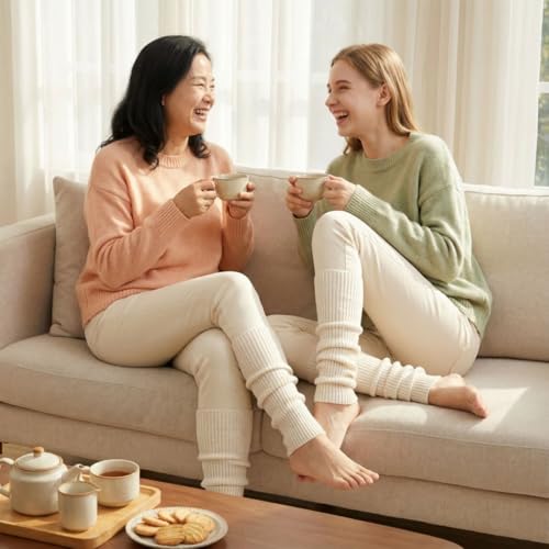 Image of Winter Leg Warmers Warm Wool Knitted Long Boot Cuffs Topper Socks for Women