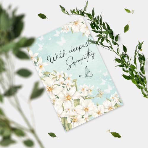 Image of Sympathy Card with Printed Message Inside, Condolence Card for Loss of Loved One, Heartfelt Thinking of You Cards, Bereavement Gift for Family Friend Coworker
