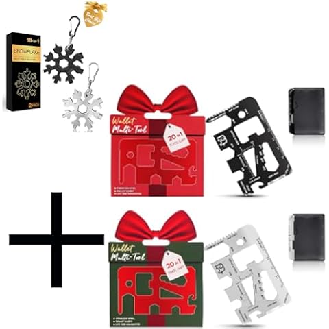 Stocking Stuffers for Adults Men,Gifts for Men,2 Packs 20-in-1 Credit Card Multitools,Christmas Gifts for Women,White Elephant Gifts for Adults,Tools Gadgets for Men Him Dad Husband Boys Teens Cover