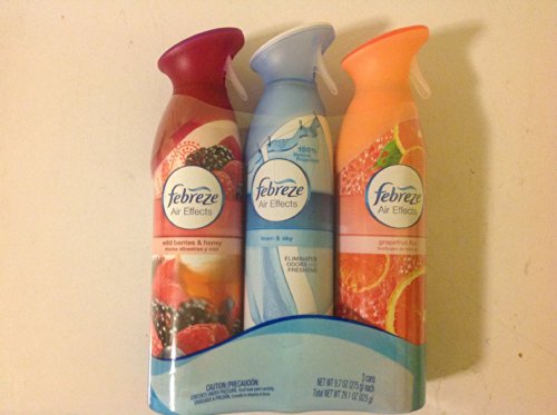 Febreze Air Effects 3 Cans (Wild Berriers &Honey, Linen Sky, Grapefruit Fizz) 825g