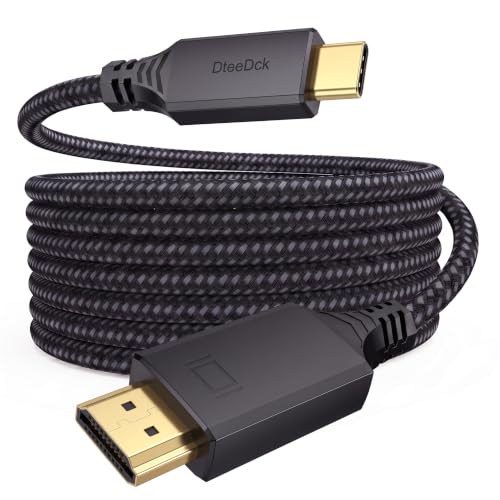 DteeDck USB C to HDMI Cable 10ft Long 4K@30Hz 1080P@120Hz Type C to HDMI Cord [Audio&Video Sync] for iPhone 15/16/17 Galaxy S24/S25/S26 MacBook Air iPad Pro to Monitor TV Projector