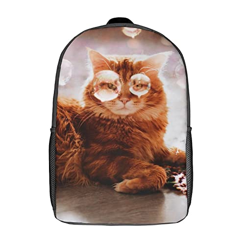 Sac à dos d'école chat 17 pouces unisexe pour loisirs et voyage