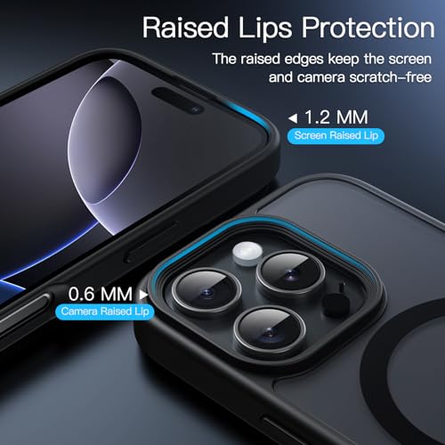 Image of JETech Magnetic Cover Case for iPhone 16 Pro 6.3-Inch Compatible with MagSafe, Translucent Matte Back Slim Shockproof Phone Cover (Black)