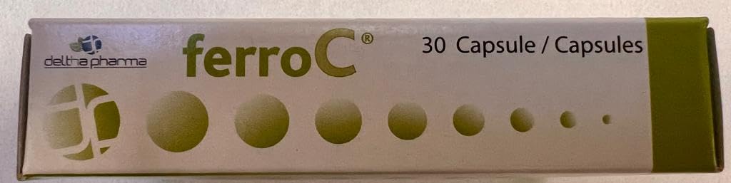 Ferro 30mg e VitaminaC 30 Caps vegetali Ferro Forte lento rilascio, Pirofosfato Micronizzato Superdisperso, Alta Biodisponibilità e Tollerabilità, Buon Sapore - per Glubuli Rossi e Emoglobina