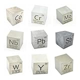 9 Density Cubes for Chemistry Study 0.39" Metal Cube with Density Weight for Periodic Table Collecti