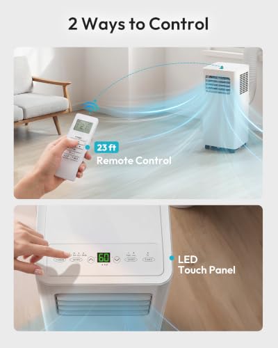 Image of EUHOMY Portable Air Conditioners, 8,000 BTU 3-in-1 Portable AC Unit Cools 350 Sq.Ft, Quiet 50 dB AC with Cool, Dehumidifier, Fan for Bedroom, Includes Window Kit, Remote, Easy Move Casters for Room