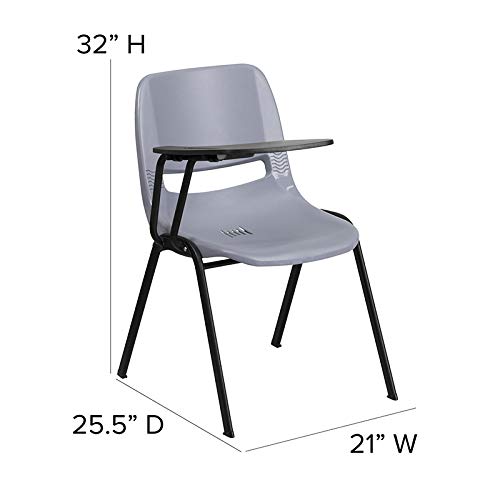Flash Furniture Gray Ergonomic Shell Chair With Right Handed Flip-Up Tablet Arm #TOP2