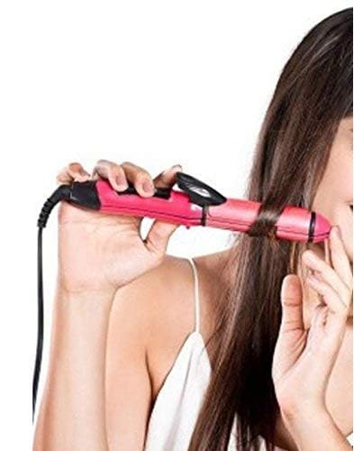 Image of UROOJ 2 in 1 Hair Beauty Set Electric and Professional Hair Curler And Hair Straightener (Multi-Colour)