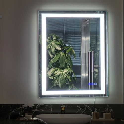 cxxsom LED Bathroom Mirror with Lights Makeup Mirrors Smart 32x24In Anti-Fog 3000 4000 6000 K Change Adjustable Touch Switch Memory Function Makeup Mirror