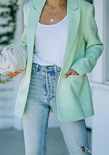 WIWIQS Women's Long Sleeve Lapel Notched Blazer Solid Color Work Office Jacket with Pockets2