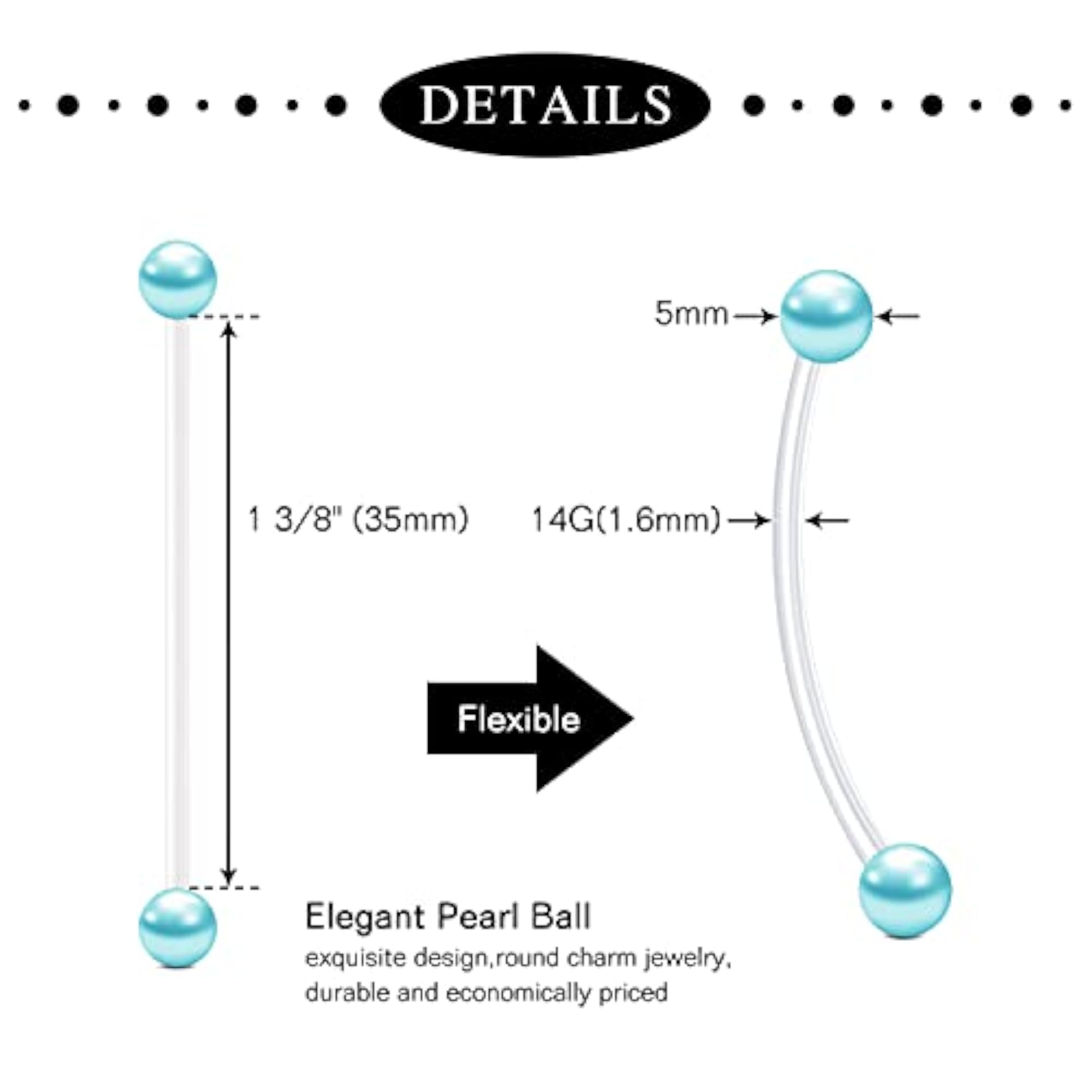 14G Flexible Clear Acrylic Pregnancy Belly Button Ring