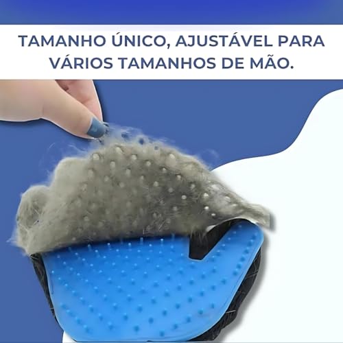 Luva Escova Pet Nano Magnética Massageadora para Remover Pelos de Cães e Gatos