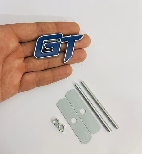 Image of Emblems for Car & Bike Metal Lo.go and Grill Me.tal Lo.go, Auto Accessories for Car Emblem 3D Badge Auto Racing Sport Sticker Grand Tourer Decal. (GT Chrome Blue Grill Logo)
