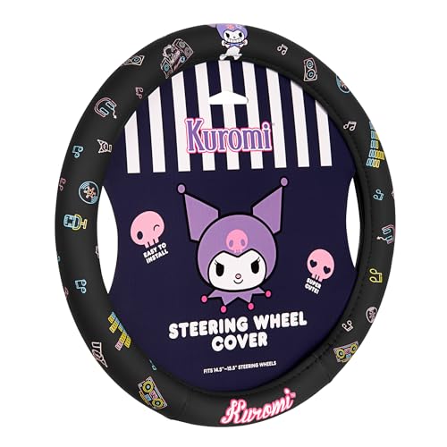 Sanrio Hello Kitty and Friends Kuromi Black Car Steering Wheel Cover, Universal Fit Cute Accessories for Women Stylish Decor Gifts Hello Kitty Accessories - Fits Standard Wheels 14.5"-15" by Carbella - Used condition - US$23.37