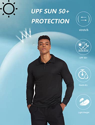 Image of Deyeek Men's Polo Shirts Long Sleeve Golf Polo Shirts for Men Quick Dry UPF 50+ Sun Protection Polos Casual Collared Shirts
