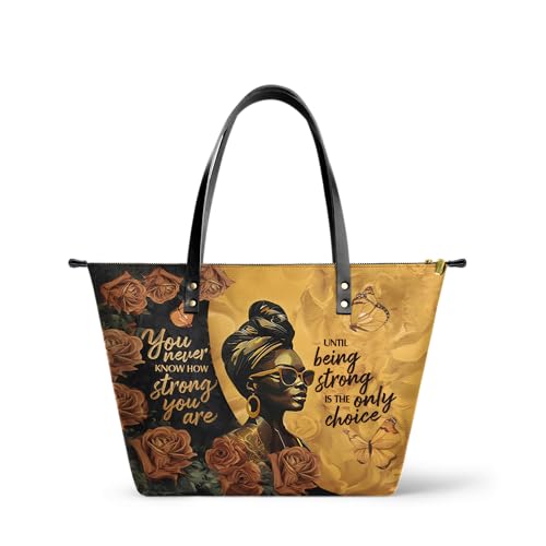 Afroyla African Black Womens Leather Tote Bag Large Size Premium Leather Perfect Presents For Women (Siyanda Premium Vegan Leather)