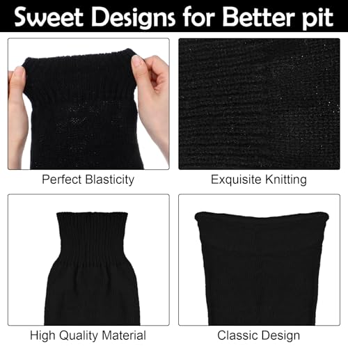 Black Leg Warmers, Y2k Leg Warmers for Girls Women, Cute Knitted Socks kawaii Lolita Harajuku Goth Accessories3
