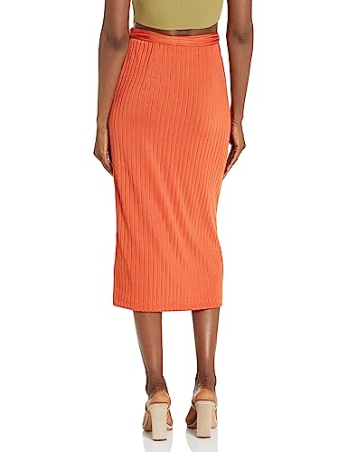 Club Monaco Women's Shiny Wide Rib Wrap Skirt2