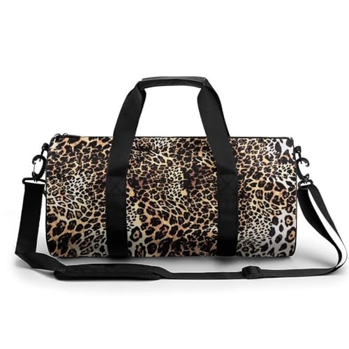Sac week-end léopard marron spacieux pour bagage cabine gym