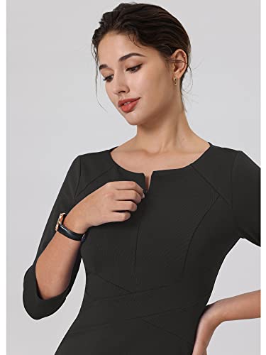 Women's Funeral Sheath Dress Knee Length Work Pencil Dresses4