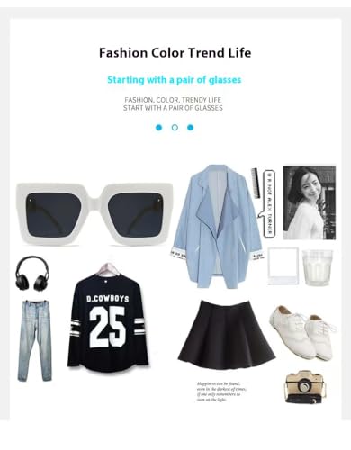 Rikss Oversized Square Sunglasses with Gold Chain Arms, PC Frame, Unisex, UV Protection4