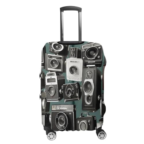 Retro Cool Camera Collection Luggage Cover, Washable Elastic Suitcase Cover Protector Fit 18-32 Inch Luggage4