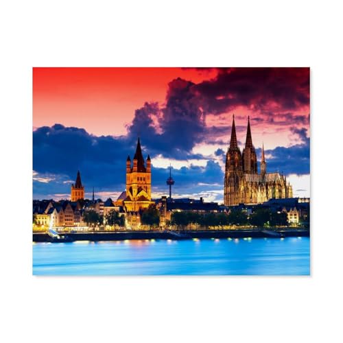 Image of Jigsaw Puzzles for Adults 1000，Cologne Cathedral Night View，Jigsaw Puzzles for Adults, Funny/Difficult/Impossible/Challenging Decompression Games, As a Birthday for Women and Men（50x70cm）-E33