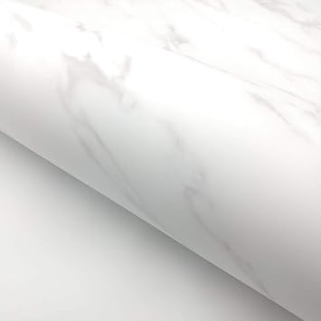 RoyalWallSkins Matte White Marble Interior Film - 24" x 78.7" Roll - Peel & Stick Decorative Film Renovated Waterproof Matte White MCP7011MTHH