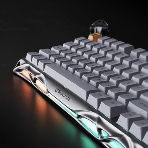 Image of GravaStar Mercury K1 Pro Gaming Keyboard BT5.0 /2.4G /USB-C, 75% Gasket Hot-Swappable Mechanical Keyboard Wireless with RGB Backlight, Win /Mac, QWERTY (Silver Grey)